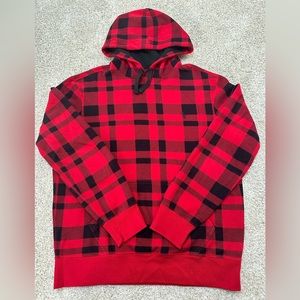 Men’s Polo Lumberjack Hoodie Sz L Red/Black